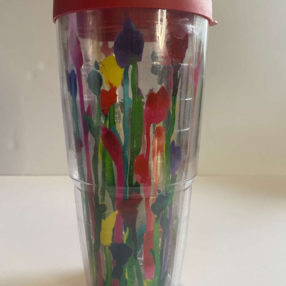 Spring Skinny Flowers Floral Watercolors Tervis Tumbler Travel Cup No Lid 24 oz.